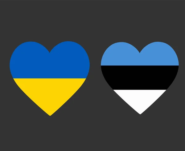 乌克兰和爱沙尼亚国旗欧洲国徽心形图标矢量图解摘要设计元素 — 图库矢量图片