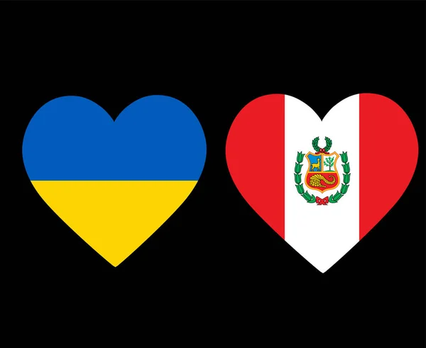 Banderas Ucrania Perú Europa Nacional Emblema Latino Americano Iconos Del — Archivo Imágenes Vectoriales