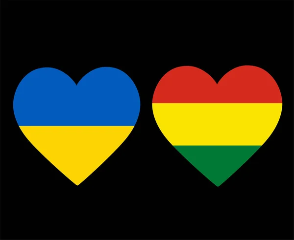 Ukraina Och Bolivia Flaggor National Europe Och American Latine Emblem — Stock vektor