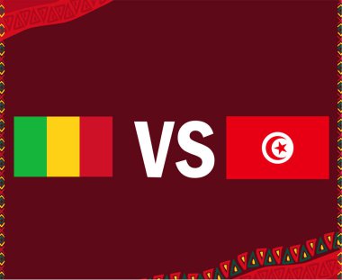 Mali, Tunus 'a Karşı Afrika Futbol Vektörü Tasarımı Afrika Ülkeleri Futbol Takımları İllüstrasyonu