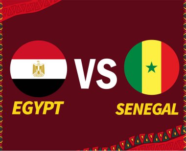 Mısır, Senegal Bayraklarına Karşı Afrika futbolunun isim vektörü tasarımı Afrika Ülkeleri Futbol Takımları İllüstrasyonu