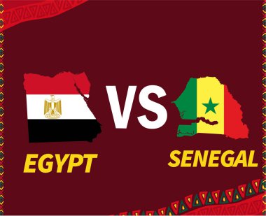 Mısır, Senegal Bayraklarına Karşı Afrika futbolunun isim vektörü tasarımı Afrika Ülkeleri Futbol İllüstrasyonları
