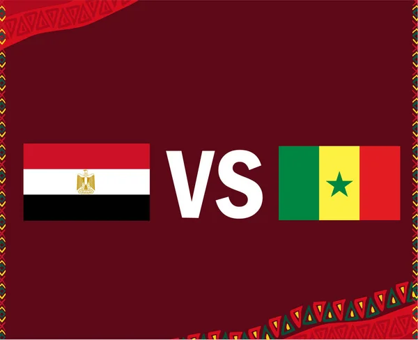 Mısır Senegal Bayraklarına Karşı Afrika Futbol Vektörü Tasarımı Afrika Ülkeleri Futbol Takımları İllüstrasyonu