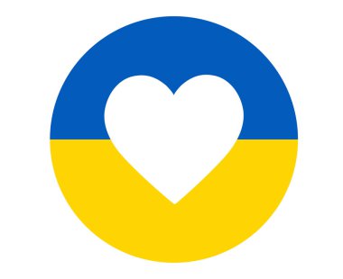 Ukrayna Ulusal Avrupa Bayrağı Kalp Sembolü Soyut Vektör Tasarımı