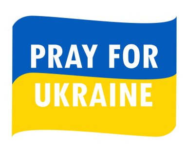 Kurdele Bayraklı Ukrayna Sembol Amblemi için Dua Et Soyut Vektör Tasarımı Beyaz