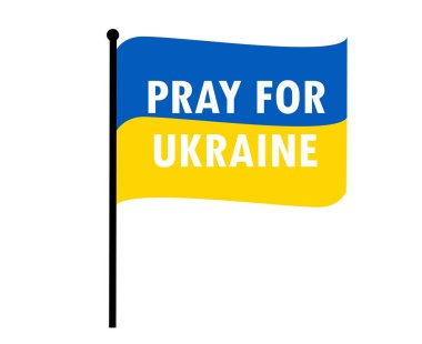 Bayrak Soyut Vektör Tasarımı Kurdelesi ile Ukrayna Sembol Amblemi İçin Dua Et