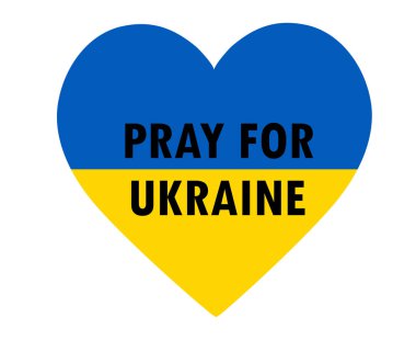 Bayrak Soyut Vektör Tasarım Kalbi ile Ukrayna Sembol Amblemi İçin Dua Et