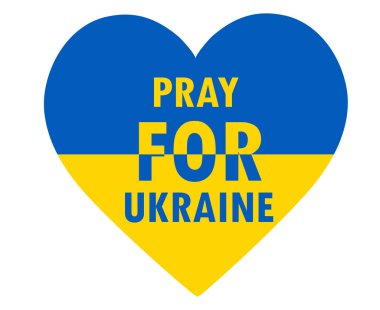 Beyaz Arkaplanda Kalp Bayrağı Soyut Vektör Tasarımı ile Ukrayna Sembol Amblemi İçin Dua Et