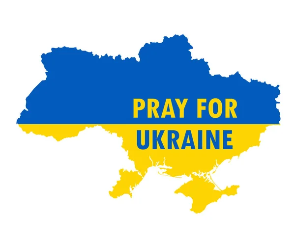 ウクライナのために祈る旗の地図で象徴的なエンブレム概要ベクトルデザイン — ストックベクタ