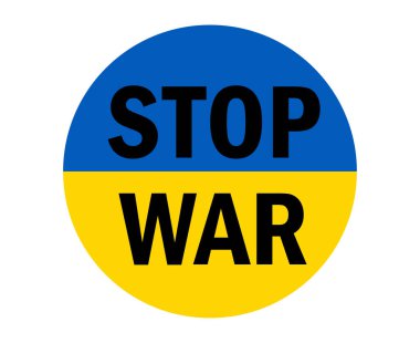 Ukrayna 'daki Savaşı Durdur Bayrak Amblemi Soyut Sembol Vektör İllüstrasyonu Siyah