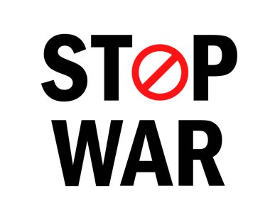 Ukrayna Ambleminde Savaşı Durdur Soyut Sembol Vektörü Çizimi Siyah