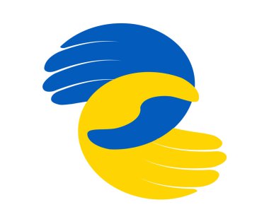 Ukrayna Bayrağı Elleri Sembolü Soyut Vektör Ulusal Avrupa Tasarımı