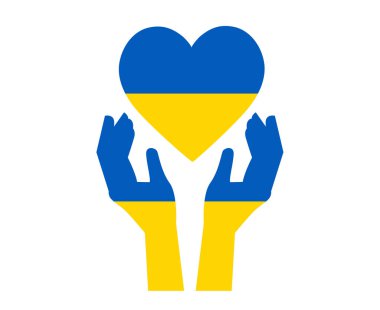 Ukrayna Bayrak Kalbi Ulusal Avrupa Eller Sembol Soyut Tasarım Vektörü illüstrasyonuyla