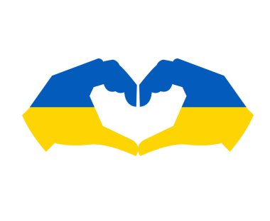 Ukrayna 'nın Bayrak Kalbi Eller Amblem Ulusal Avrupa' nın Soyut Vektör İllüstrasyonu Tasarımı