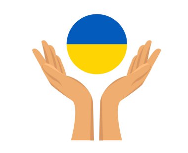 Ukrayna Bayrak Ulusal Avrupa Amblemi Eller Soyut Sembol Vektör Çizimi Tasarımı