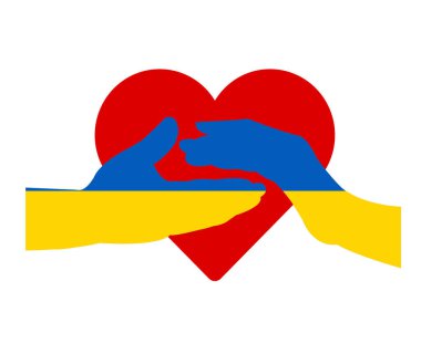 Ukrayna bayraklı amblem Kalp Sembollü Ulusal Avrupa Vektör İllüstrasyon Tasarımı