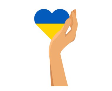 El Soyut Sembol Ulusal Avrupa Vektör İllüstrasyon Tasarımı ile Ukrayna Bayrak Kalbi