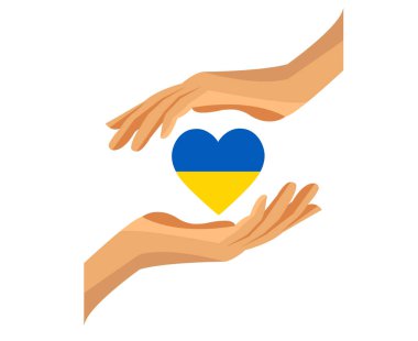 Ukrayna Bayrak Kalbi Eller Sembolü Soyut Ulusal Avrupa Vektör İllüstrasyon Tasarımı