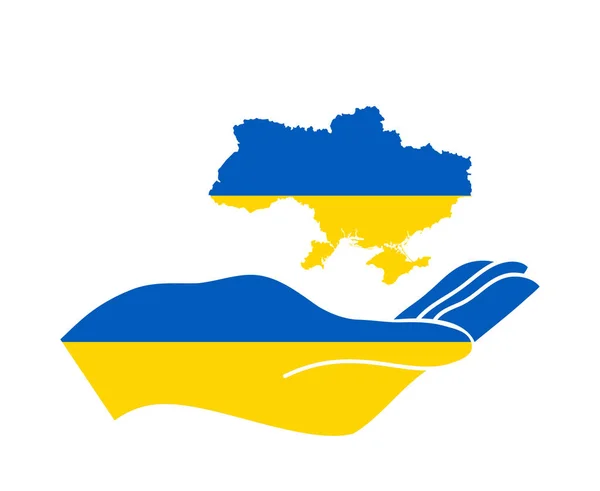 Ukraine Hände Emblem Und Flagge Karte Nationales Europa Symbol Abstraktes — Stockvektor