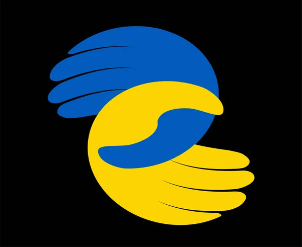 Oekraïne Vlag Handen Symbool Embleem Abstract Vector National Europe Design — Stockvector
