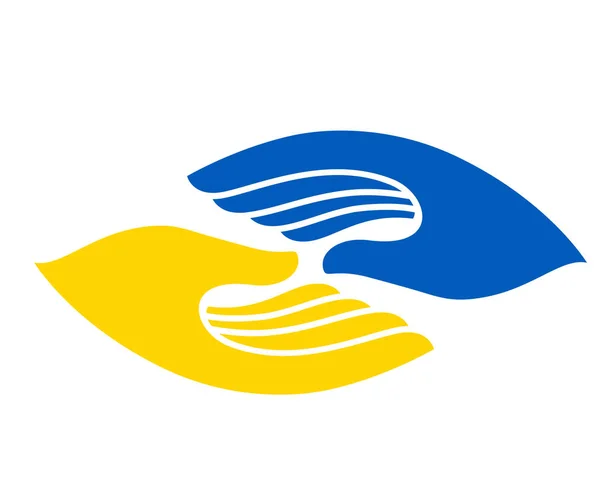 Bandeira Ucrânia National Europe Hands Symbol Emblem Projeto Vetorial Abstrato — Vetor de Stock