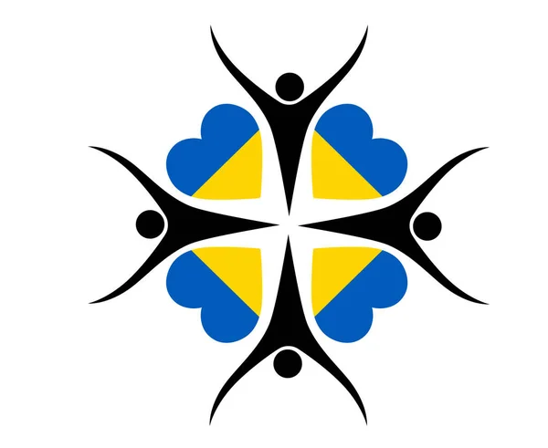 Símbolo Emblema Coração Bandeira Ucrânia National Europe Abstract Vector Illustration — Vetor de Stock