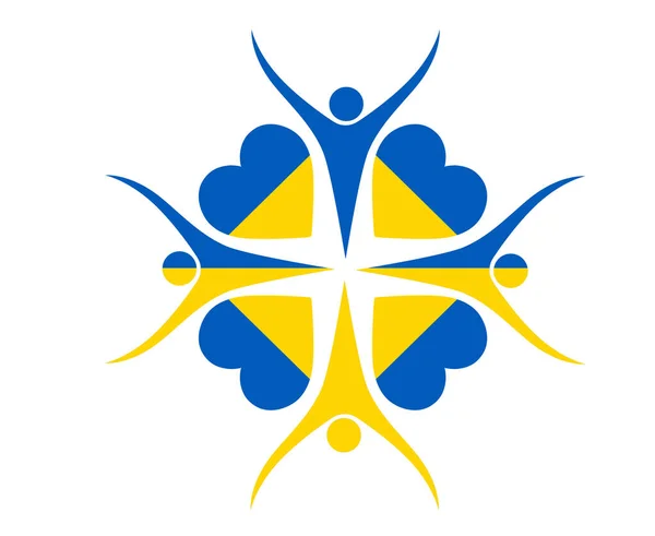 Símbolo Emblema Coração Bandeira Ucrânia National Europe Abstract Vector Illustration — Vetor de Stock