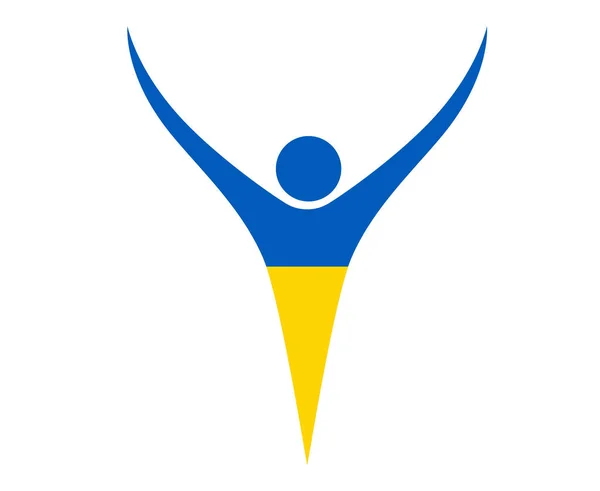 Ucrânia Nacional Europa Bandeira Emblema Símbolo Abstrato Vetor Ilustração Design — Vetor de Stock