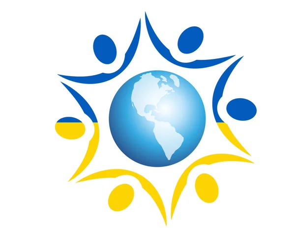 Ucrânia Bandeira Emblema Símbolo Nacional Europa Abstrato Vector Design — Vetor de Stock
