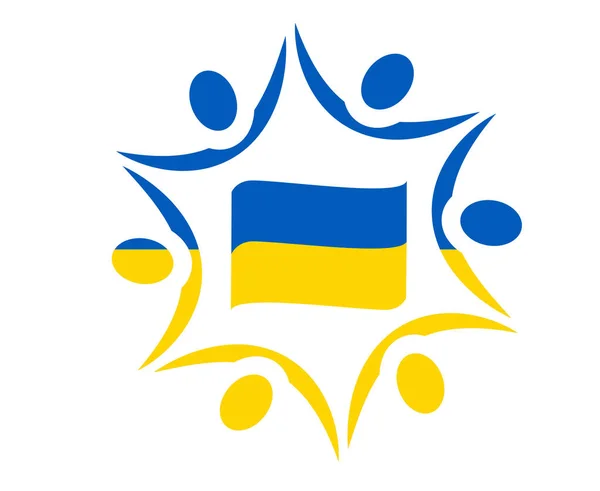 Ukraine Flag Emblem Ribbon Symbol National Europe Abstract Vector Design — стоковий вектор