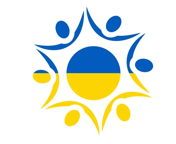 Ucraina Emblema Icona Della Bandiera Simbolo Europa Nazionale Astratto Disegno — Vettoriale Stock
