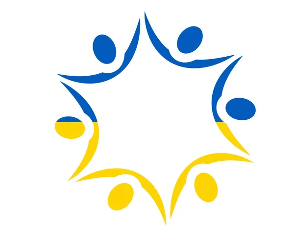 Ucrânia Emblema Bandeira Símbolo Nacional Europa Abstrato Vector Design — Vetor de Stock