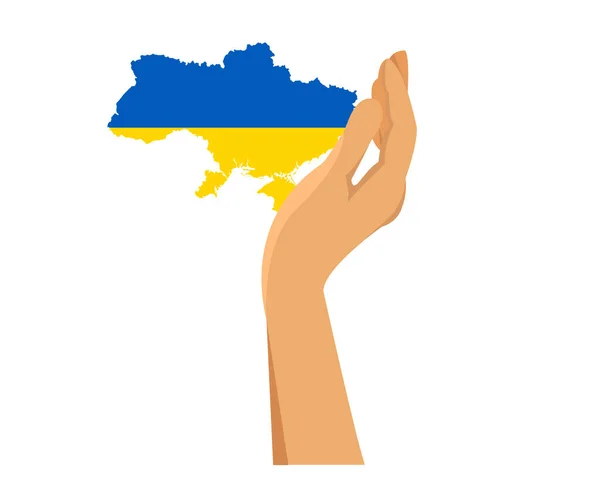 Ukraine Flag Emblem Map Hand Abstract Symbol National Europe Vector — стоковий вектор