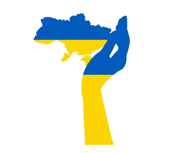 Ukraine Map Hand Flag Emblem Abstract Symbol National Europe Vector — стоковий вектор