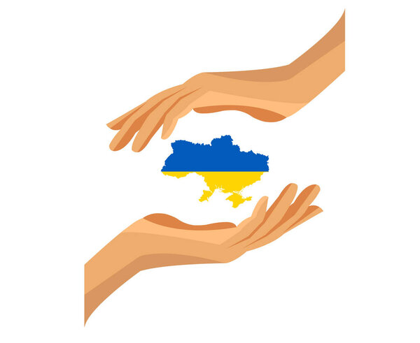 Ukraine Flag Emblem Map With Hands Symbol Abstract National Europe Vector illustration Design