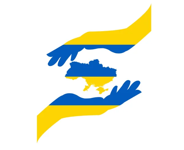 Ukraine Karte Und Hände Flagge Emblem Symbol Abstraktes Nationales Europa — Stockvektor