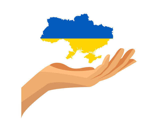 Ukraine Flag Map Emblem With Hand Symbol Abstract National Europe Vector illustration Design