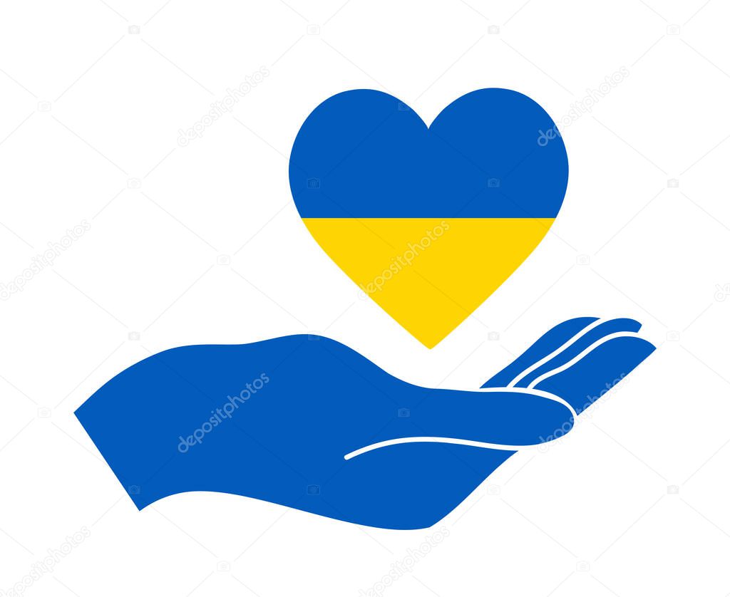 Ukraine Emblem Flag And Hand National Europe Symbol Abstract Vector Design