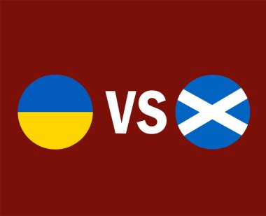 Ukrayna ve İskoçya Bayrakları Avrupa Futbol Vektörü Tasarımı Avrupa Ülkeleri Futbol Takımları İllüstrasyonları