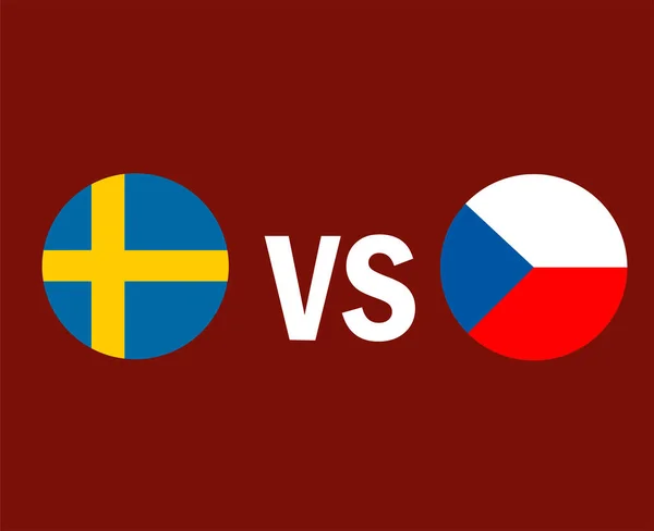 Schweden Und Tschechische Flaggen Karte Europäischer Fußball Vektor Design Europäische — Stockvektor