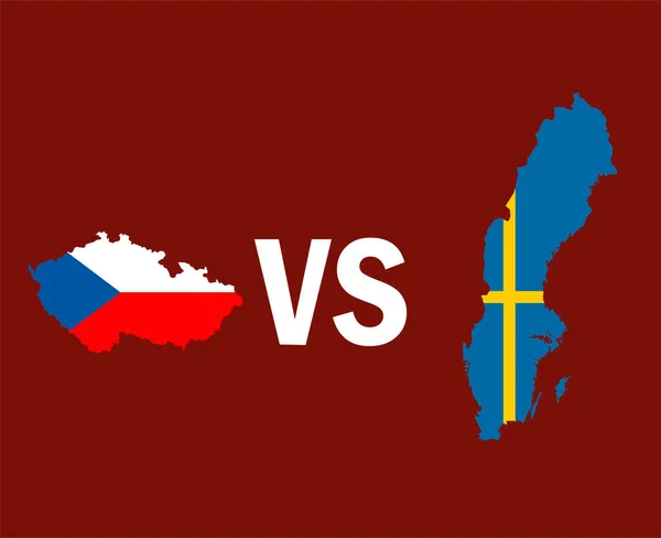 Tschechische Und Schwedische Flaggen Landkarte Europäischer Fußball Vektor Design Europäische — Stockvektor