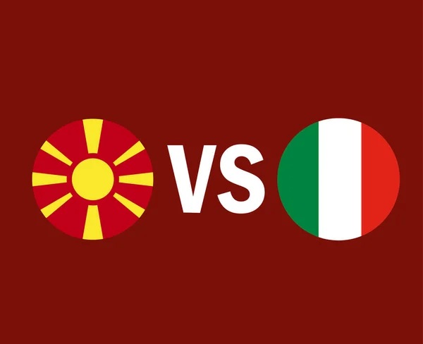 Makedonien Och Italien Flaggor Emblem Europeisk Fotboll Vektor Design Europeiska — Stock vektor