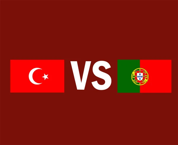 Turquia Portugal Bandeiras Futebol Europeu Vector Design Países Europeus Futebol — Vetor de Stock