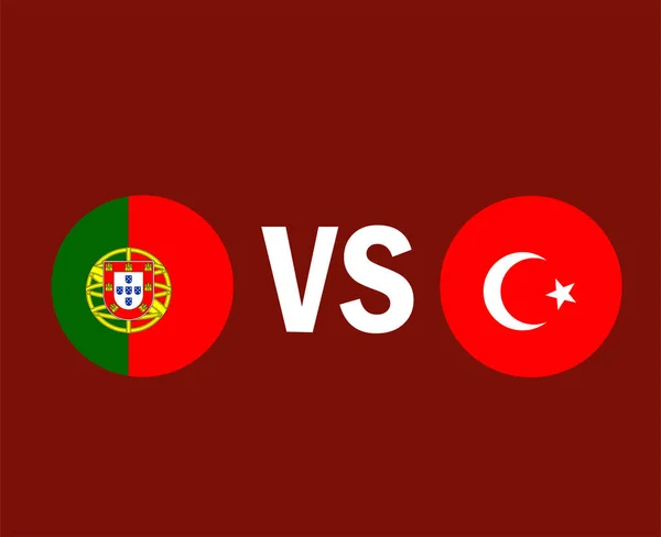 Portugal Turquia Bandeiras Emblema Futebol Europeu Vector Design Países Europeus — Vetor de Stock