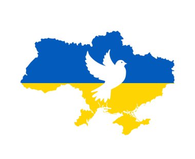 Ukrayna Barış Güvercini Bayrak Amblemi Sembol Haritası Ulusal Avrupa Soyut Vektör Tasarımı