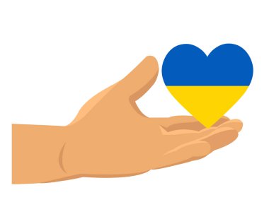 Ukrayna Bayrağı Amblem Kalp Sembolü El-Soyut Ulusal Avrupa Vektör İllüstrasyon Tasarımı