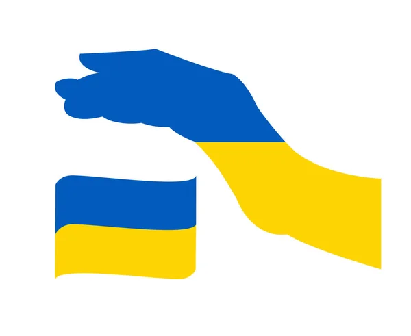 Hand Och Ukraina Emblem Flagga Band National Europe Karta Symbol — Stock vektor