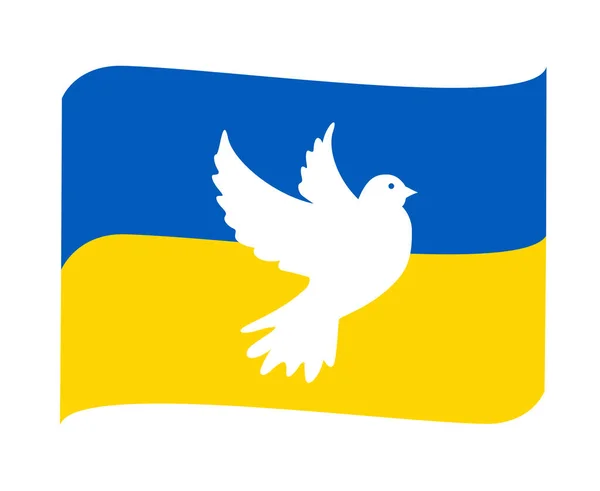 Ucrania Paloma Paz Bandera Emblema Símbolo Cinta Nacional Europa Abstracto — Vector de stock