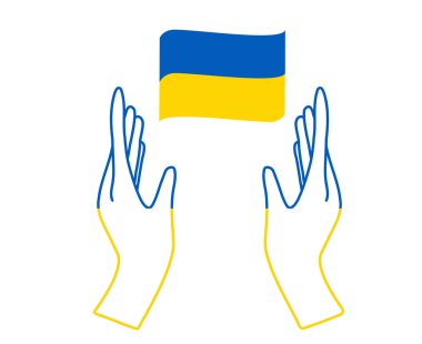 Ukrayna Bayrak Amblemi Elleri Sembol Ulusal Avrupa Soyut Tasarım Vektörü İllüstrasyonu