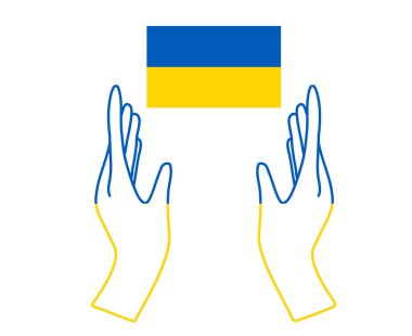 Ukrayna Bayrağı Amblem Simgesi Eller Sembolü Ulusal Avrupa Soyut Tasarım Vektörü illüstrasyonu